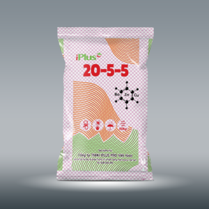 Phân bón NPK IPLUS 20-5-5+TE hàm lượng đạm cao giúp cây trồng bung chồi mạnh, phát triển thân lá và xanh mướt.
