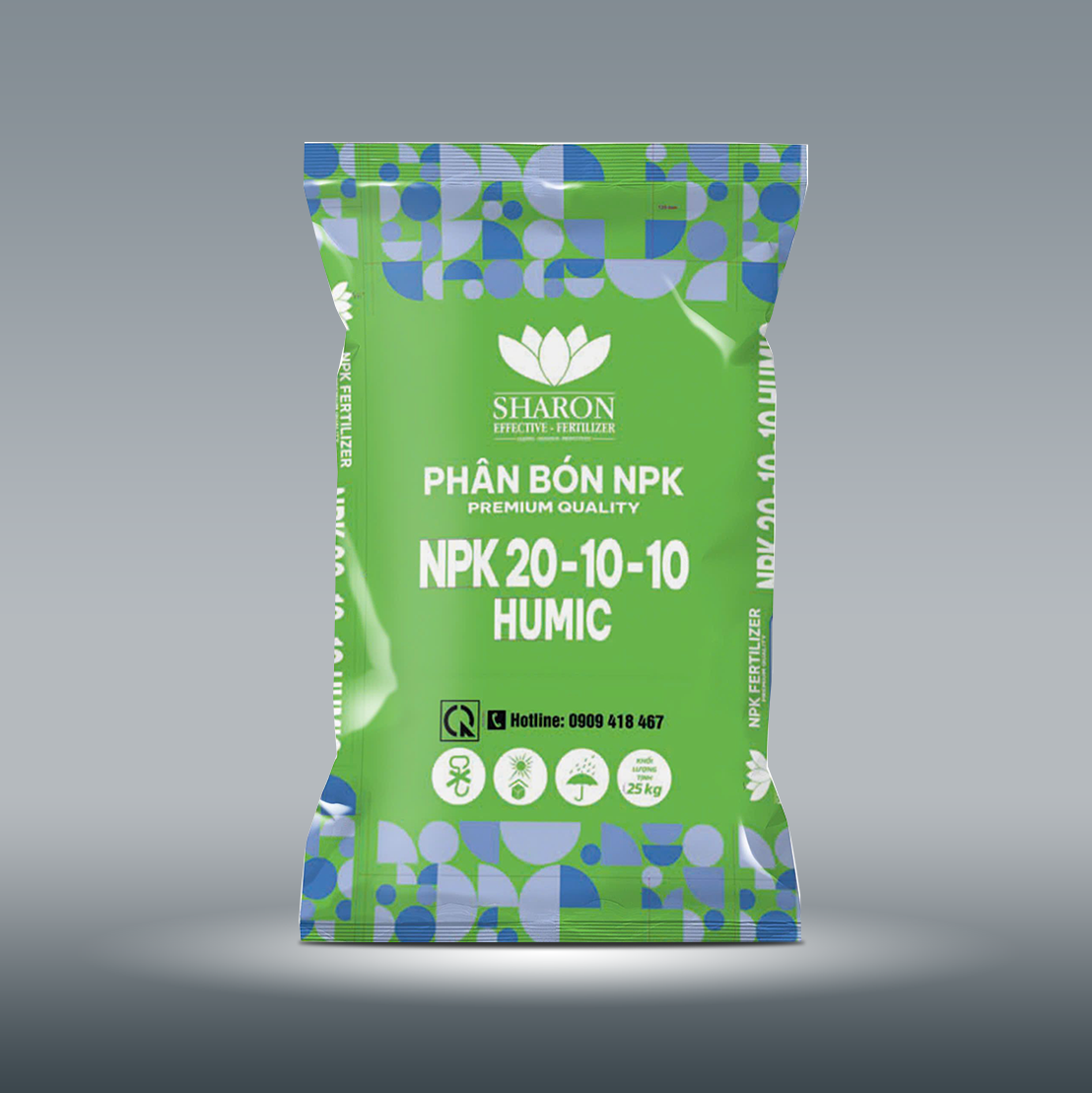 Phân bón NPK IPLUS SHARON 20-10-10 HUMIC hỗ trợ cải tạo đất tơi xốp, màu mỡ.