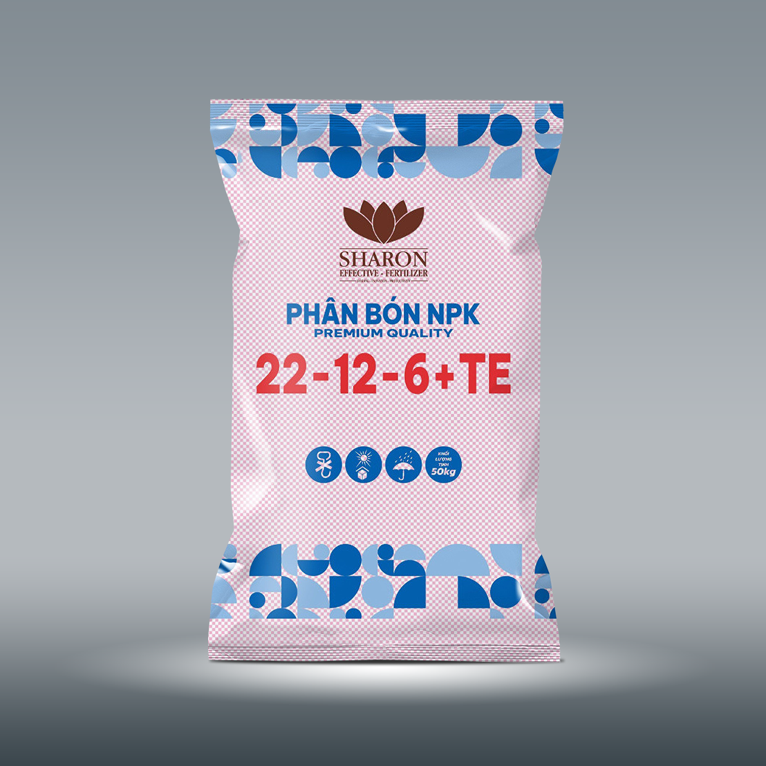 Phân bón NPK IPLUS SHARON 22-12-6+TE có hàm lượng đạm cao giúp phục hồi sinh trưởng nhanh chóng.